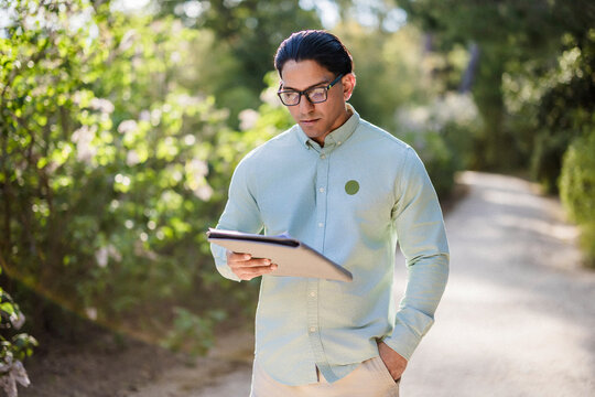 Latino man with disability studying at university