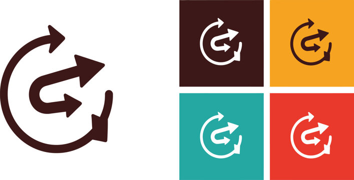 Circular arrows icon set four colors isolated on transparent background