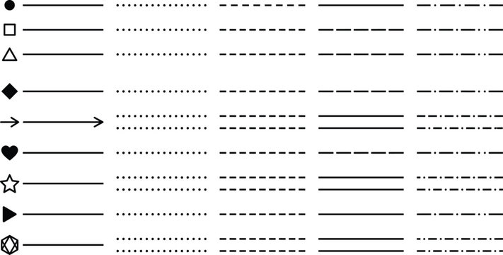 Collection of Divider Lines and Bullet Point Symbols for Modern Document Formatting and Design