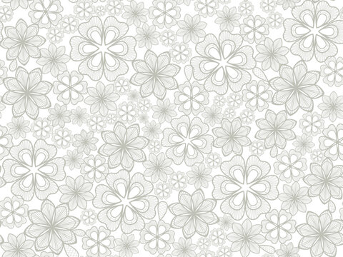 Seamless floral background with white lace leaves.Vector white lace branches with flowers