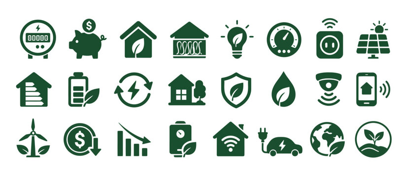 Collection of minimalist house and home icons.
