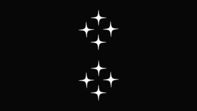 White cartoon twinkle star glitter sparkle animation, cute blinking stars flat vector doodle style motion graphics, glowing star light effect designed for black screen background video 4k
