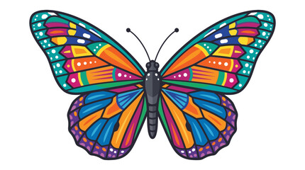 Vibrant Colorful Butterfly Illustration with Abstract Wing Patterns © Sumia