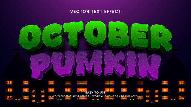 october pumkin editable text effect 3d vector