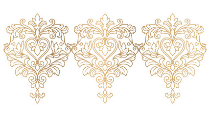 Three damask floral patterns in gold for wall decoration. © GW