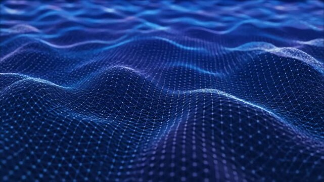 A wavy, blue network comprised of connected points and lines. Abstract render