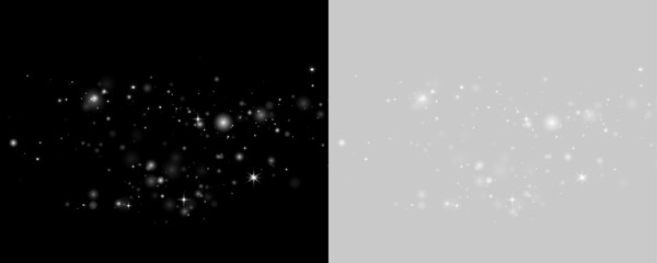 White luminous dust fragments with radiant sparkle, floating powder mist, and transparent background. png  © Strongstock03