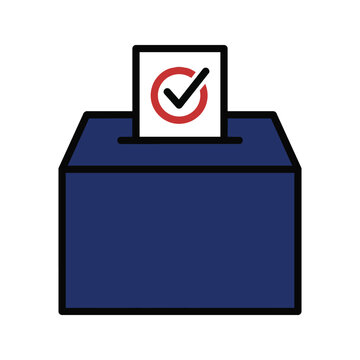 Ballot box with a voting paper and checkmark, vector illustration for election day