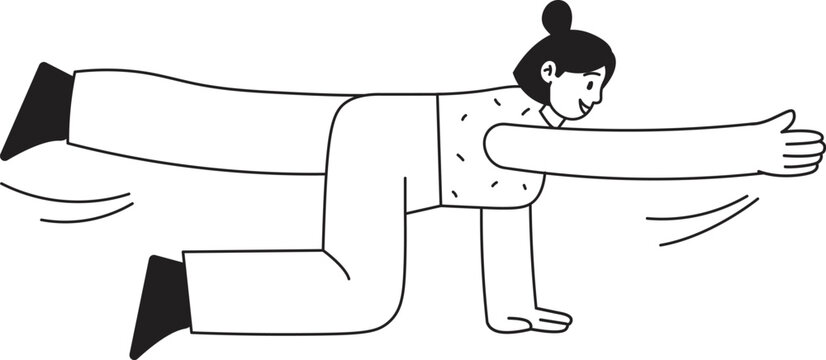 Woman Doing Exercise Funny Doodle