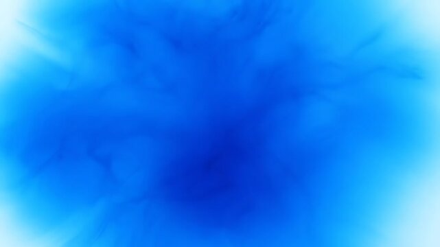 Abstract azure ink bloom, spreading from a dark core, on a pale blue backdrop