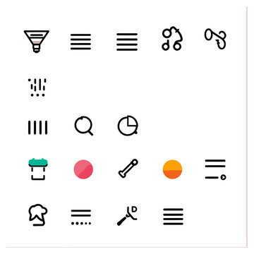 User Interface Icons Set: A collection of minimalist vector icons representing various functions and actions, perfect for web and app design.