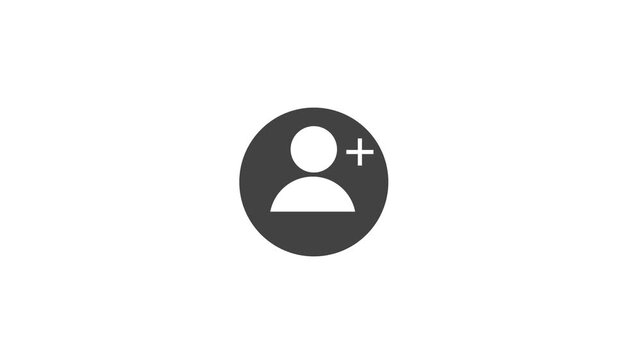 Minimalist Add User Profile Icon Animation on White Background, Account Registration and Add Friend Button UI UX Element