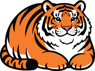 Obraz premium Chubby Tiger Cartoon Illustration 