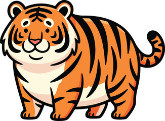 Fototapeta premium Chubby Tiger Cartoon Illustration 
