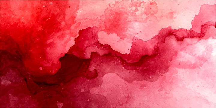 Crimson Cascade Abstract Watercolor A vibrant, abstract watercolor painting featuring a cascade of crimson and blush pink hues, evoking a sense of fluid motion and emotional depth.