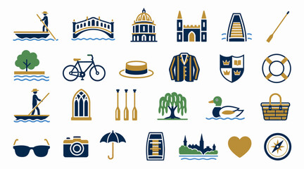 Colorful flat icons collection for travel and leisure themes. © Badak