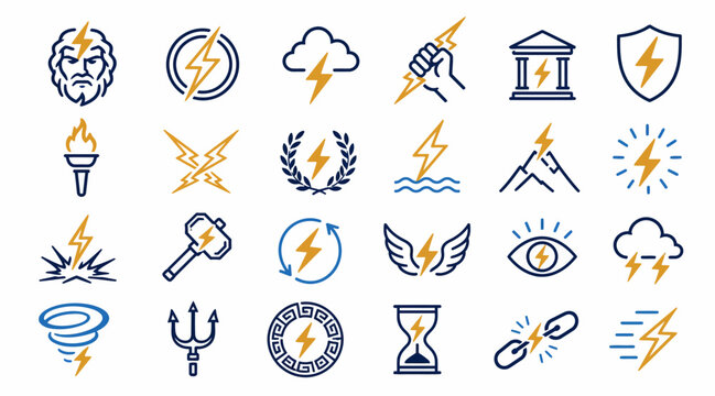 Collection of Lightning Bolt and Symbol Icons.