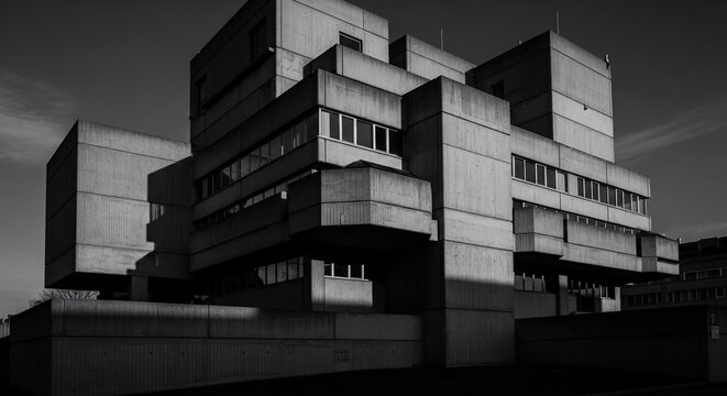 Modern brutalist architecture building