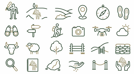 Collection of flat design icons for travel and nature themes. © joni