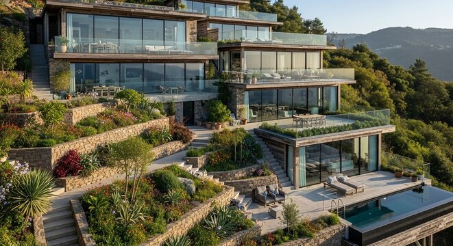 Modern hillside residence architectural design