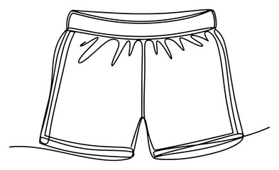 Sports shorts continuous line drawing, minimalist gym wear vector illustration, one line art of football trunks or running shorts for fitness © ----WWWLINE----