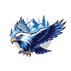 Fototapeta premium Fierce bald eagle mascot design in aggressive flight posture.