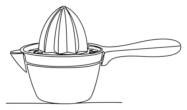 Manual citrus juicer squeezer for fruit in minimalist continuous line style