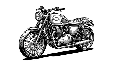 Retro standard street motorcycle line art illustration. © Aulia