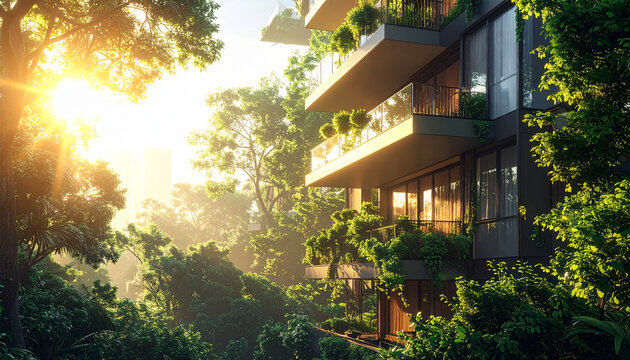 Modern sustainable building sunlight
