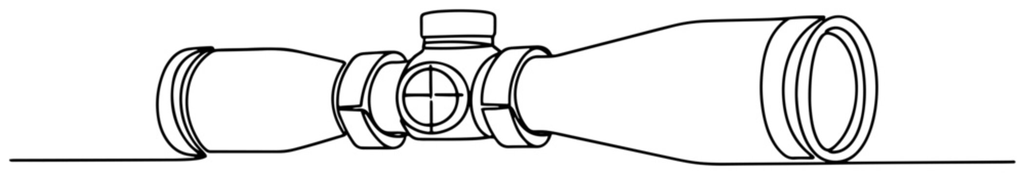 Sniper rifle optical scope sight for long range shooting in continuous line art style
