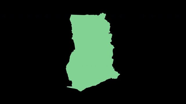 Ghana green 3D map spin perfect 10 second loop black background