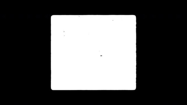 Frame square super 8 mm film overlay with film grain and scratches. Real 8 mm retro template 4K