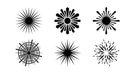 Explosion Burst Icons, Starburst Graphics, Radial Sunburst Elements, Festive Celebration Vector Set © RONY