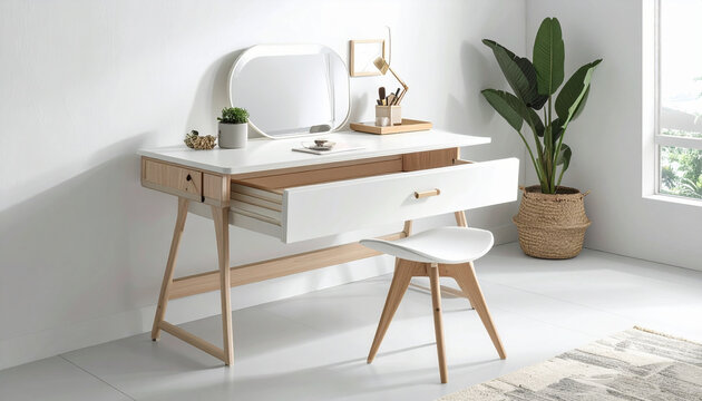 Modern white desk interior design