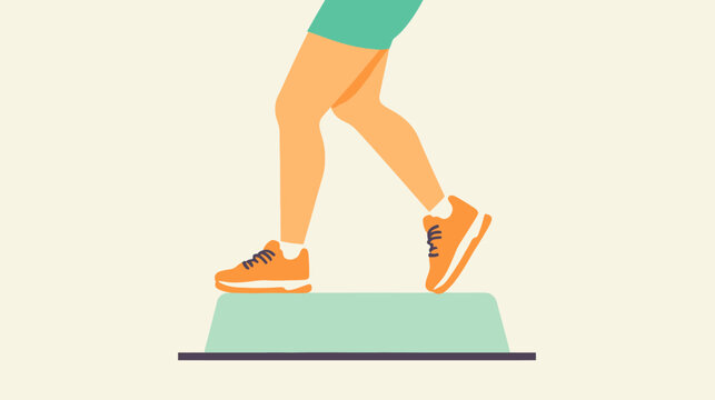 Person exercising with step platform