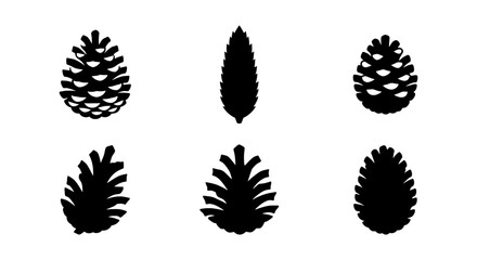 Pine Cone Vector Icons Set, Nature Elements, Forest Flora, Winter Season Graphics © MIRA