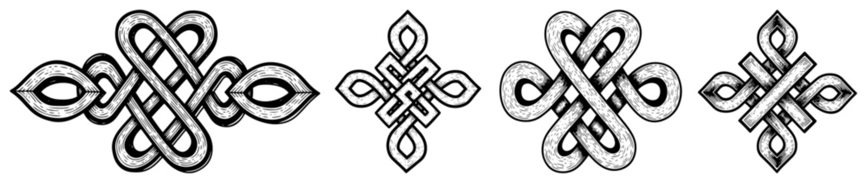 Celtic knot symbols set eternal knot pattern for celtic art and viking design endless loop spiritual ornament vector illustration