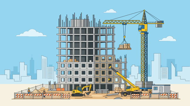Construction crane building site equipment.