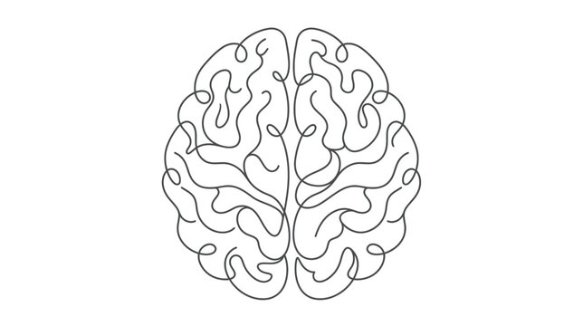 Abstract Brain Outline Drawing, Minimalist, Medical, Science