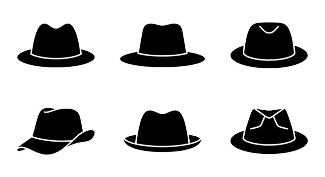 Classic Fedora Hats Collection, Vintage Style Headwear Icons, Retro Fashion Accessories Set
