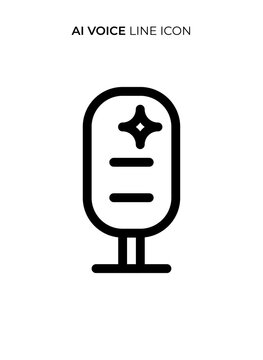 AI Voice Line Icon, Artificial Intelligence Voice Assistant Outline Vector