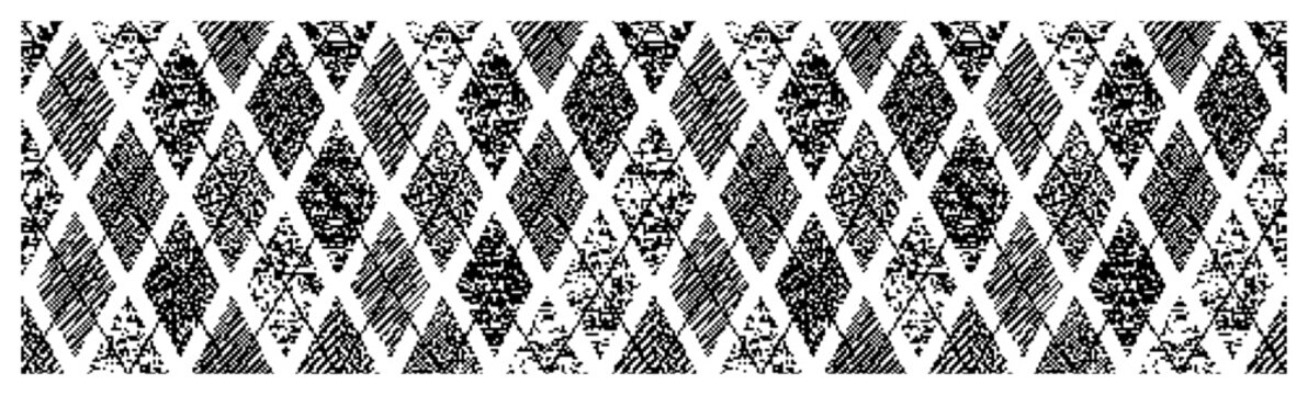 Harlequin diamond pattern with distressed hand drawn texture in monochrome style