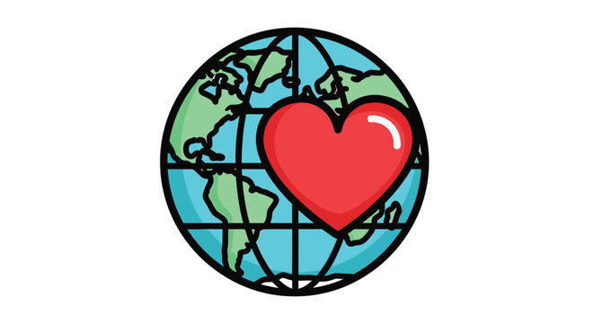 Globe with heart symbol on map 7.