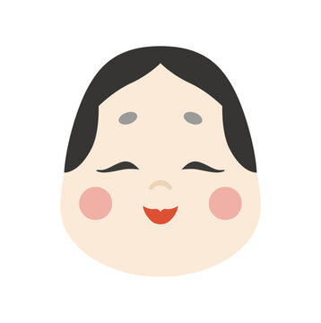 おかめ面のイラスト 縁日・夏祭り・夜店のお面 ベクター素材