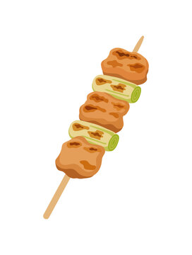 焼き鳥のイラスト 夏祭り・夜店・屋台・縁日グルメ ベクター素材
