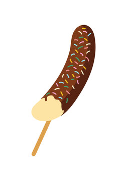 のチョコバナナのイラスト 夏祭り・夜店・縁日・屋台のスイーツ ベクター