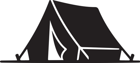 Black tent icon, camping symbol, outdoor shelter, vector illustration © MdNayem