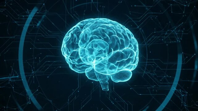 Advanced Digital Brain Visualization with Futuristic Interface.