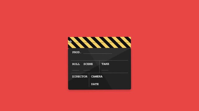 Movie clapperboard animation for film production and cinema industry