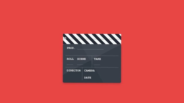 Film clapperboard animation for movie production and cinema industry
